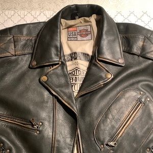 Harley Davidson men’s heavy leather motorcycle jacket 4XL
